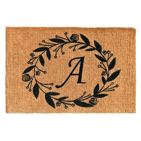 Calloway Mills 24 x 36 x 1.5 in. Black Rose Rectangular Doormat, Natural - Letter A 103362436A - main
